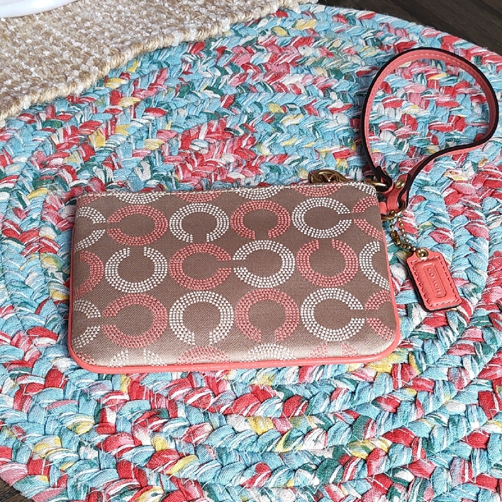 Coach Brown and Pink Wristlet